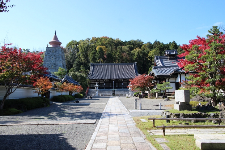 お寺の中 左に見えるのが仏舎利塔