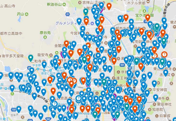 京都のラーメン分布図
