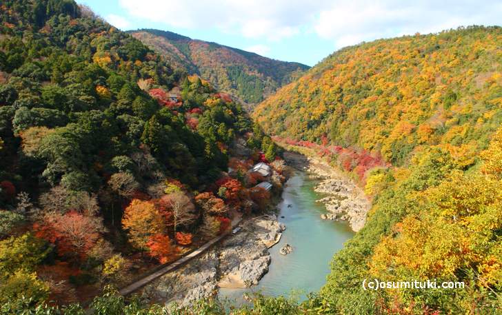 11月24日の京都・嵐山「亀山地区展望台」からの紅葉