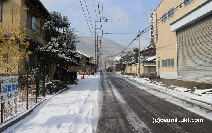 千束坂の降雪状況（2018年1月27日11時頃に撮影）