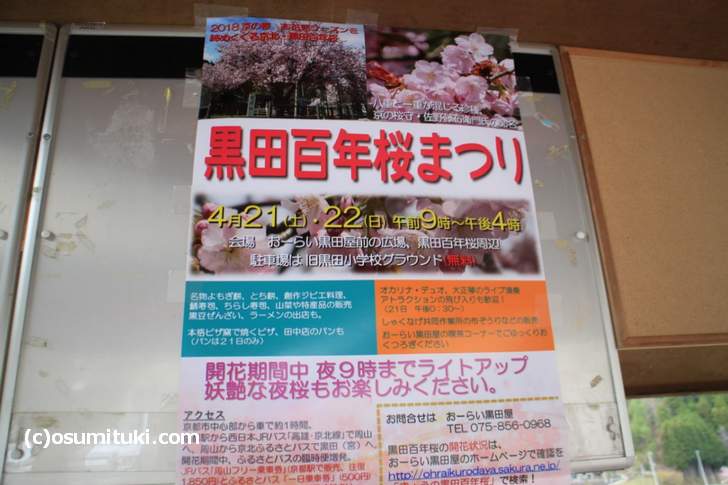 2018年4月21日~22日に「黒田百年桜まつり」が開催予定
