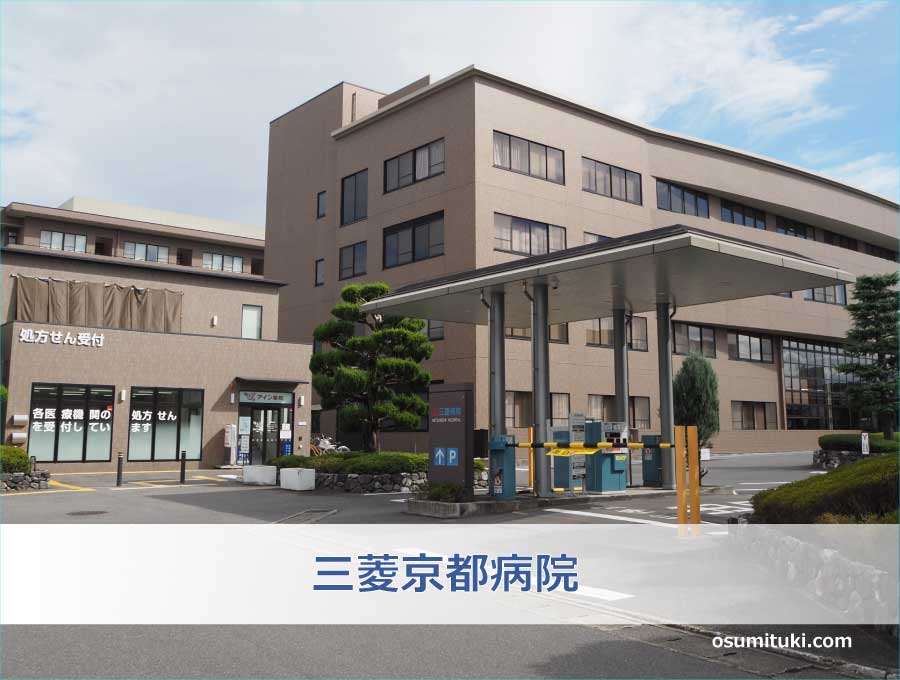 病院中庭から桂川へ引っ越すカモ親子の住処は「三菱京都病院」