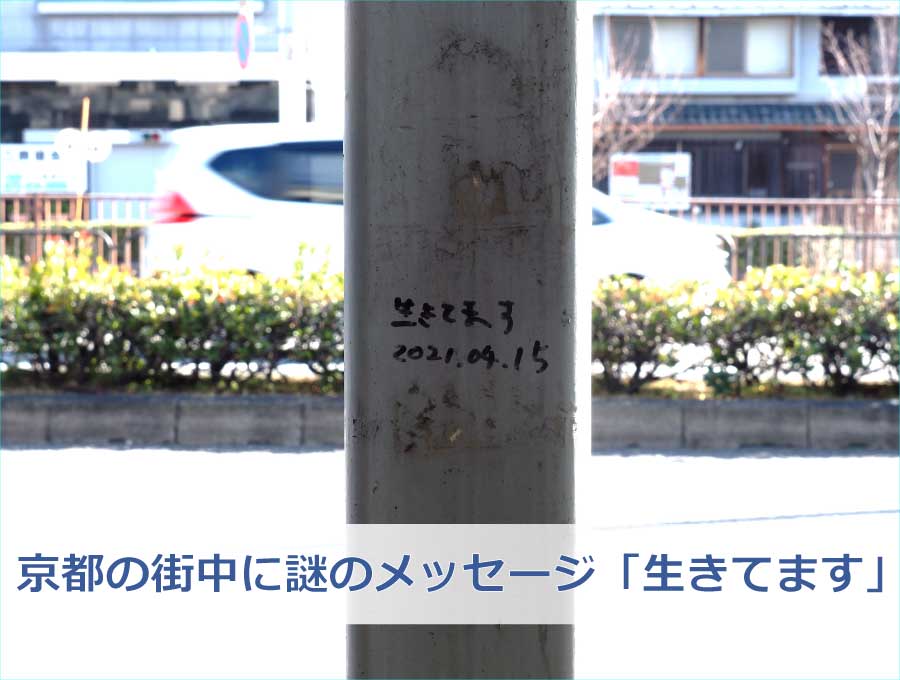 京都の街中に謎のメッセージ「生きてます」