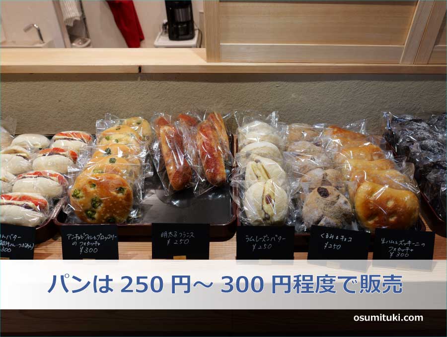 パンは250円～300円程度で販売