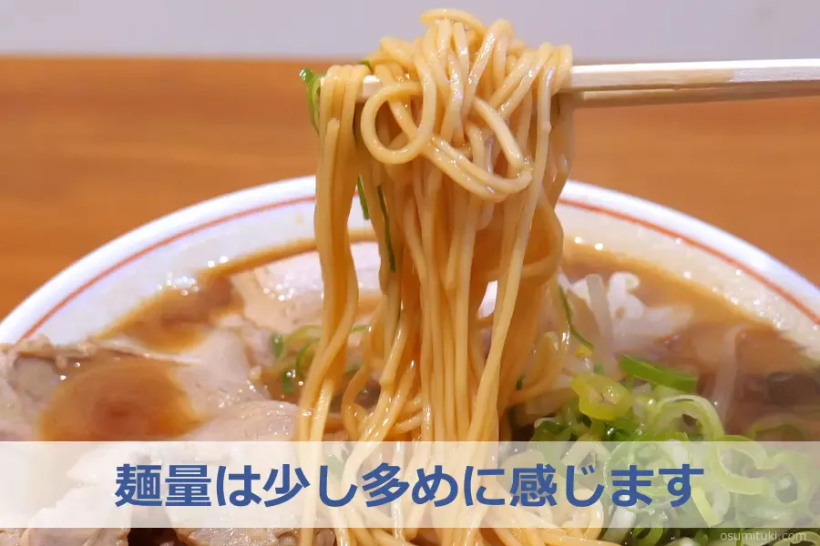 麺量は少し多めに感じます